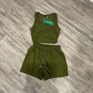 Two piece olive green SHEIN set.